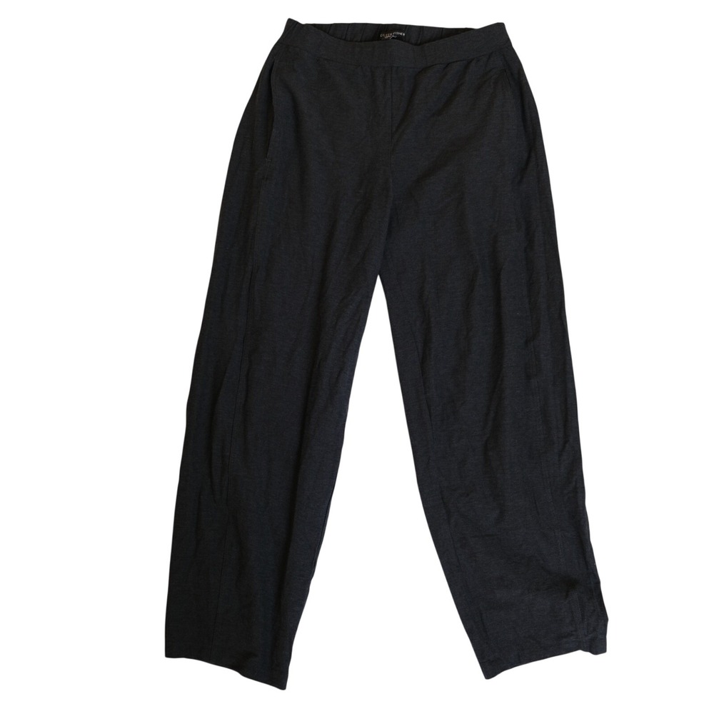 Eileen Fisher S/P Charcoal Gray Wide Leg Knit Lounge Pants Relaxed Casual